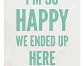 Love art print, So happy print in turqouise/green: A3 11.7 x 16.5