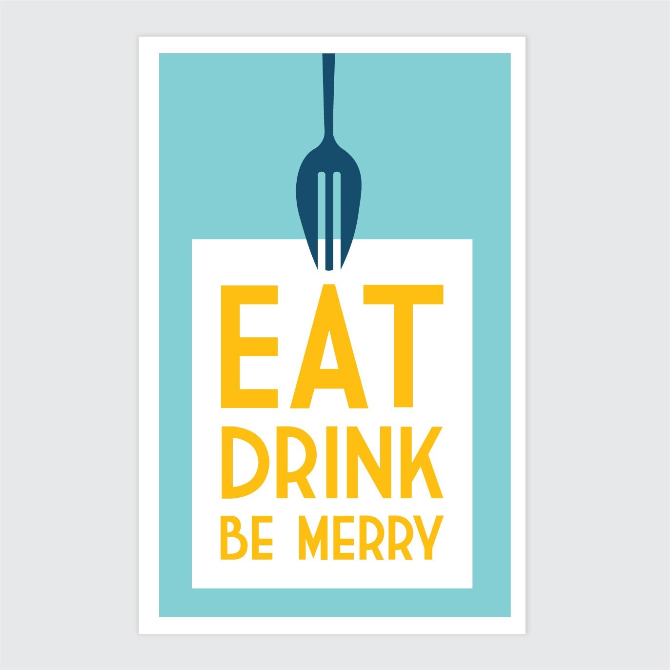 11x17 Eat Drink Be Merry Print In Blue/orange By GraphicAnthology