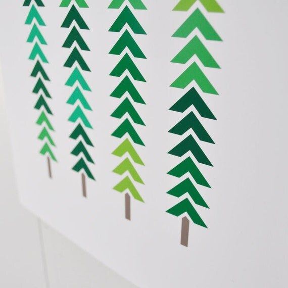 Geometric print, abstract trees: 8 x 10