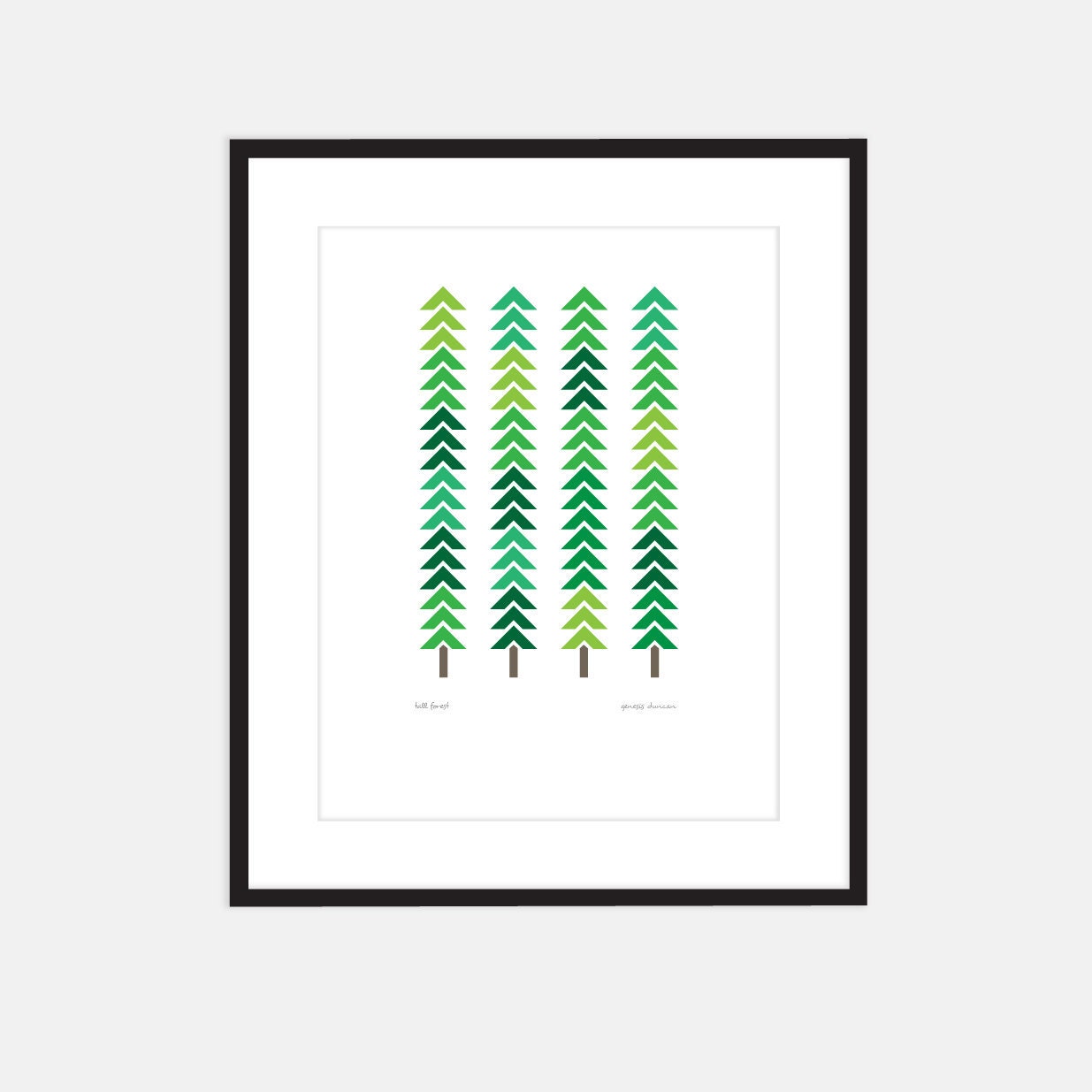 Geometric print, abstract trees: 8 x 10