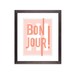 Bonjour, French, hello hi, greetings, typography art print, feminine, modern home entry foyer art, blush pink: 11x14 inches