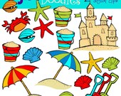INSTANT DOWNLOAD Primary beach digital clipart