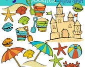 INSTANT DOWNLOAD A day at the beach digital clipart