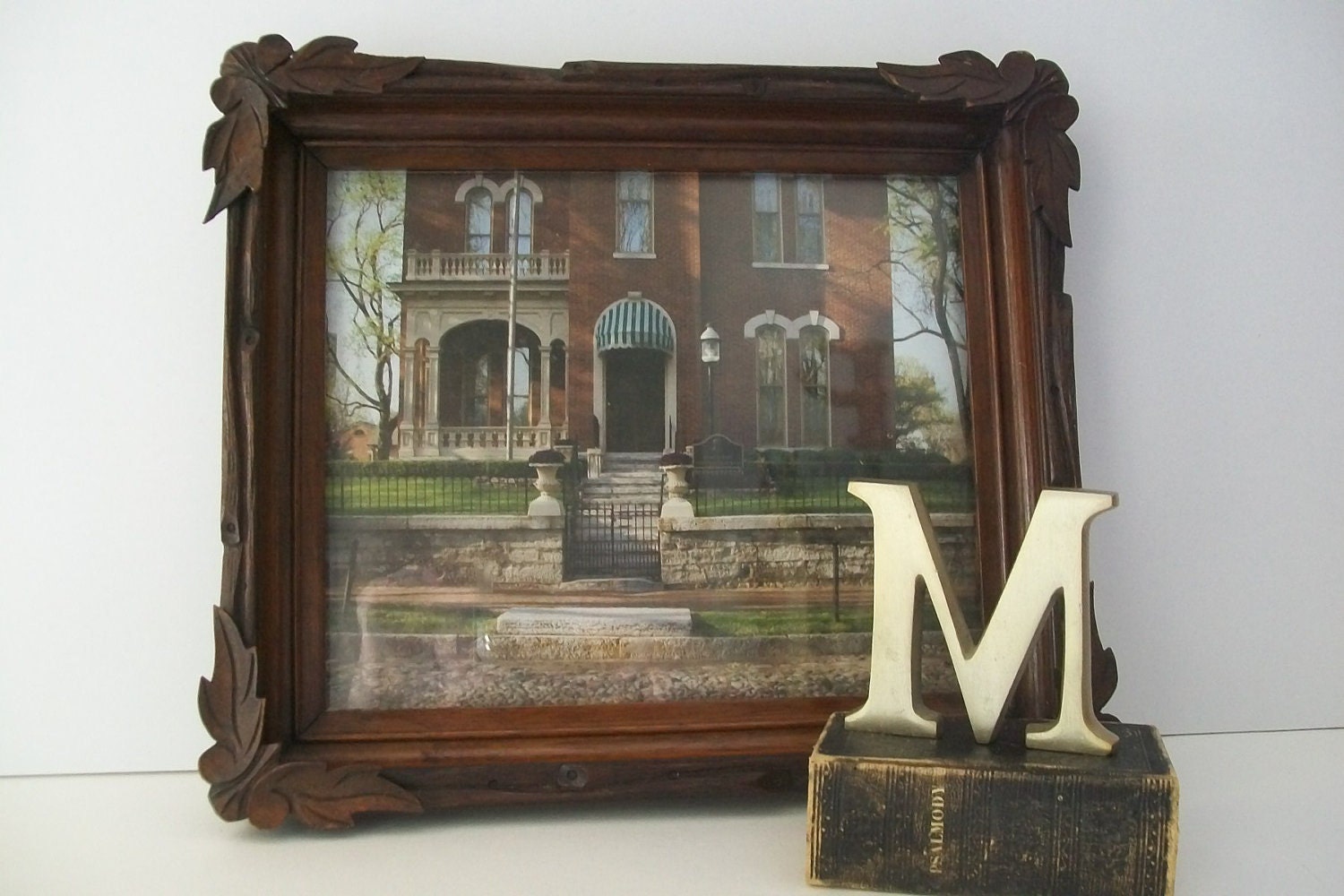 Chestnut Brown Carved Antique Wooden Leaf Frame