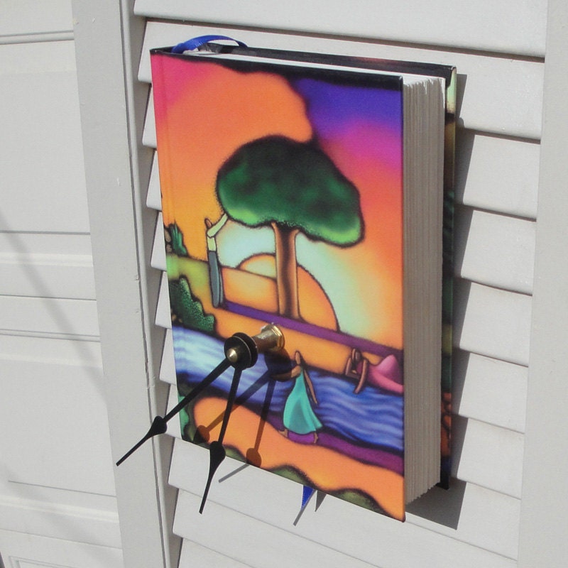 Colorful Recycled Book Clock