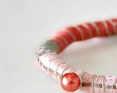 Tennis Fabric Pink Pastel Bridesmaids Bracelet Eco Friendly Bangle Embroidery Valentines Day Jewelry Colorful Handmade Accessories For Her