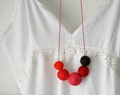 Red Bib Textile Beaded Necklace Strand Fabric Spring Fashion Jewely Collier Hippie Boho Mothers Day Eco Friendly