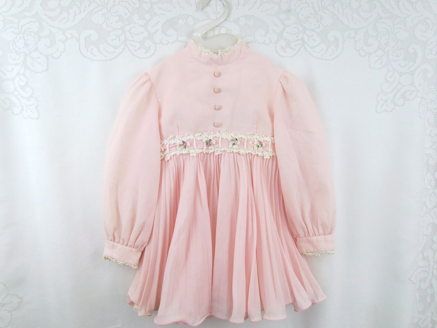 Vintage Dorissa of Miami Girls Dress Pink Pleated