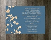 Printable Wedding Invitation - Flowers Blue and Pink