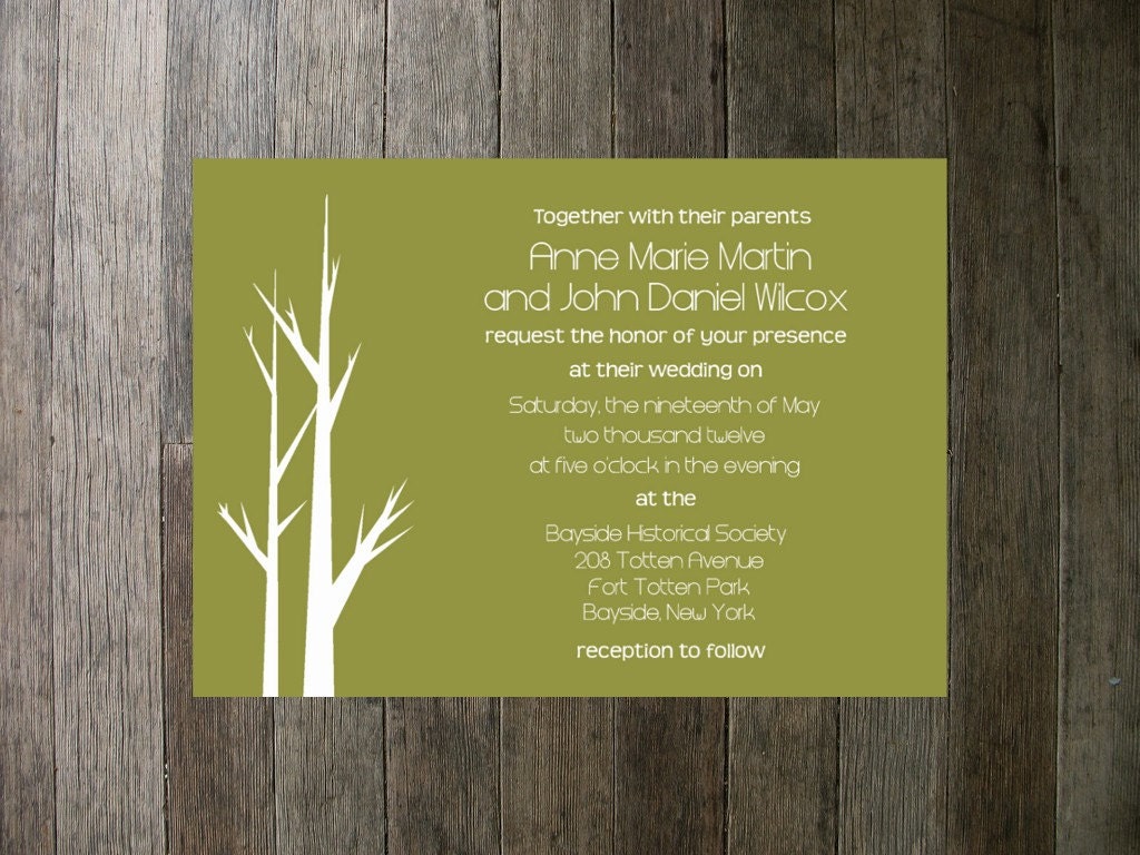 Printable Wedding Invitation - Trees Green