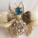 On reserve for Paulette Vintage enamel and rhinestone goldtone bee brooch pin 60s Sale save 5.00