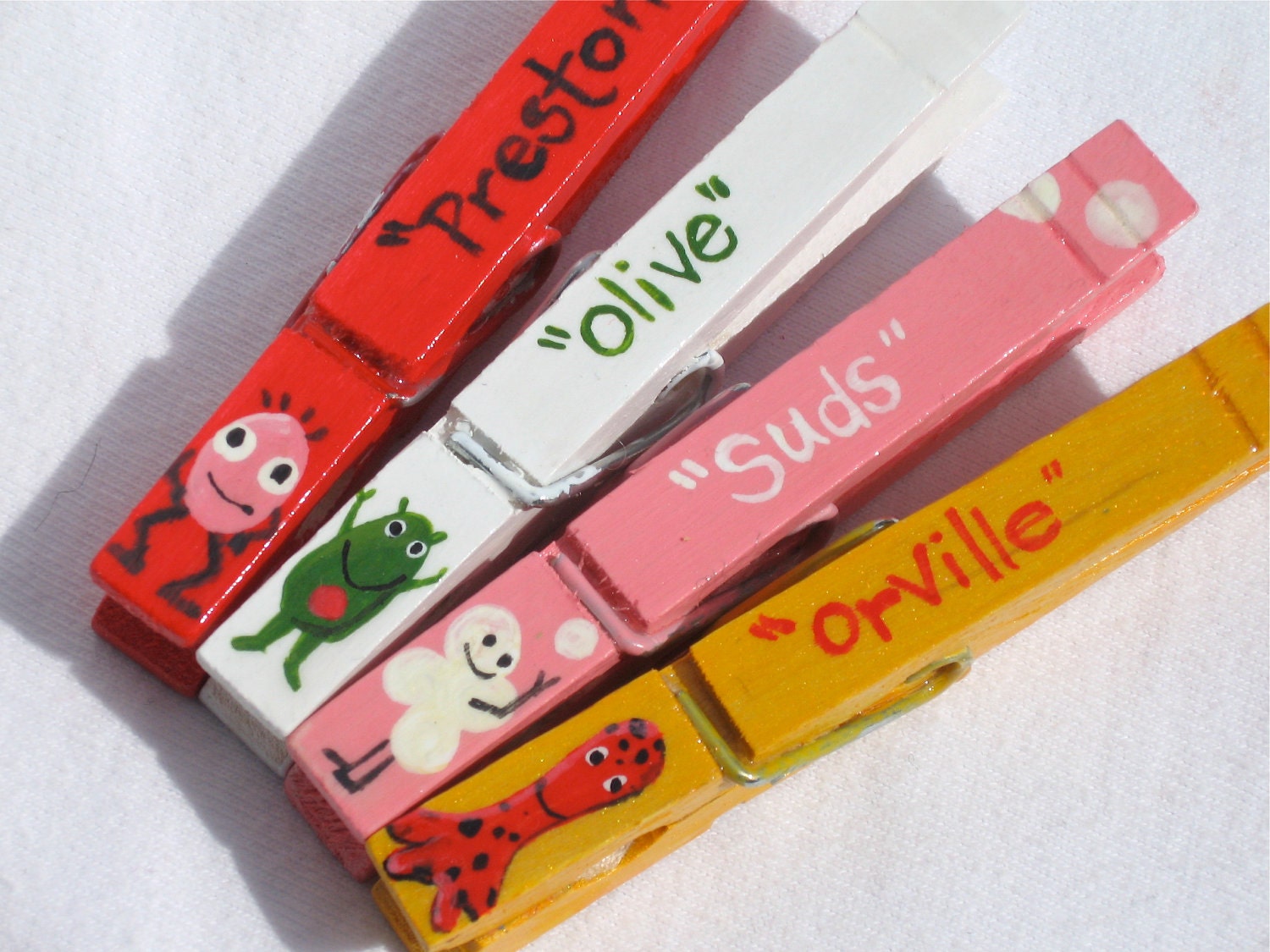 LITTLE MONSTERS hand painted magnetic clothespin set
