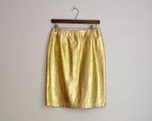 Metallic Gold Leather Skirt, M - Hookedonhoney