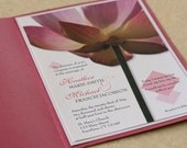 Pink Lotus Wedding Invitation, Sample
