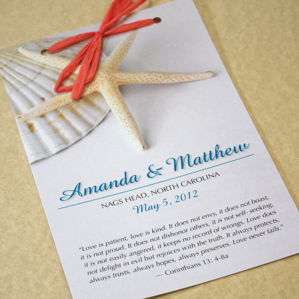 Starfish Wedding Program On White Sand, Deposit