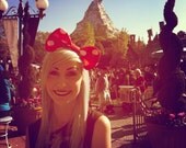 MINNIE MOUSE Disney inspired big polka dot red and white bow hair clip