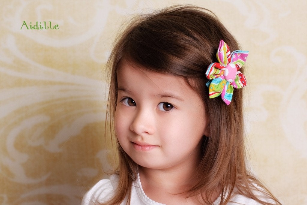 Fabric Petal Flower Hair Clip Bright and Happy Made to Match Big/Lil Sis Shirts