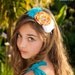 Chiffon Flower Headband Satin White Aqua Orange Elastic Headband Autumn Accessory Teen Adult