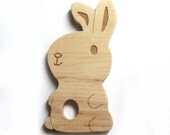 Teething ring bunny baby toy - wood teething