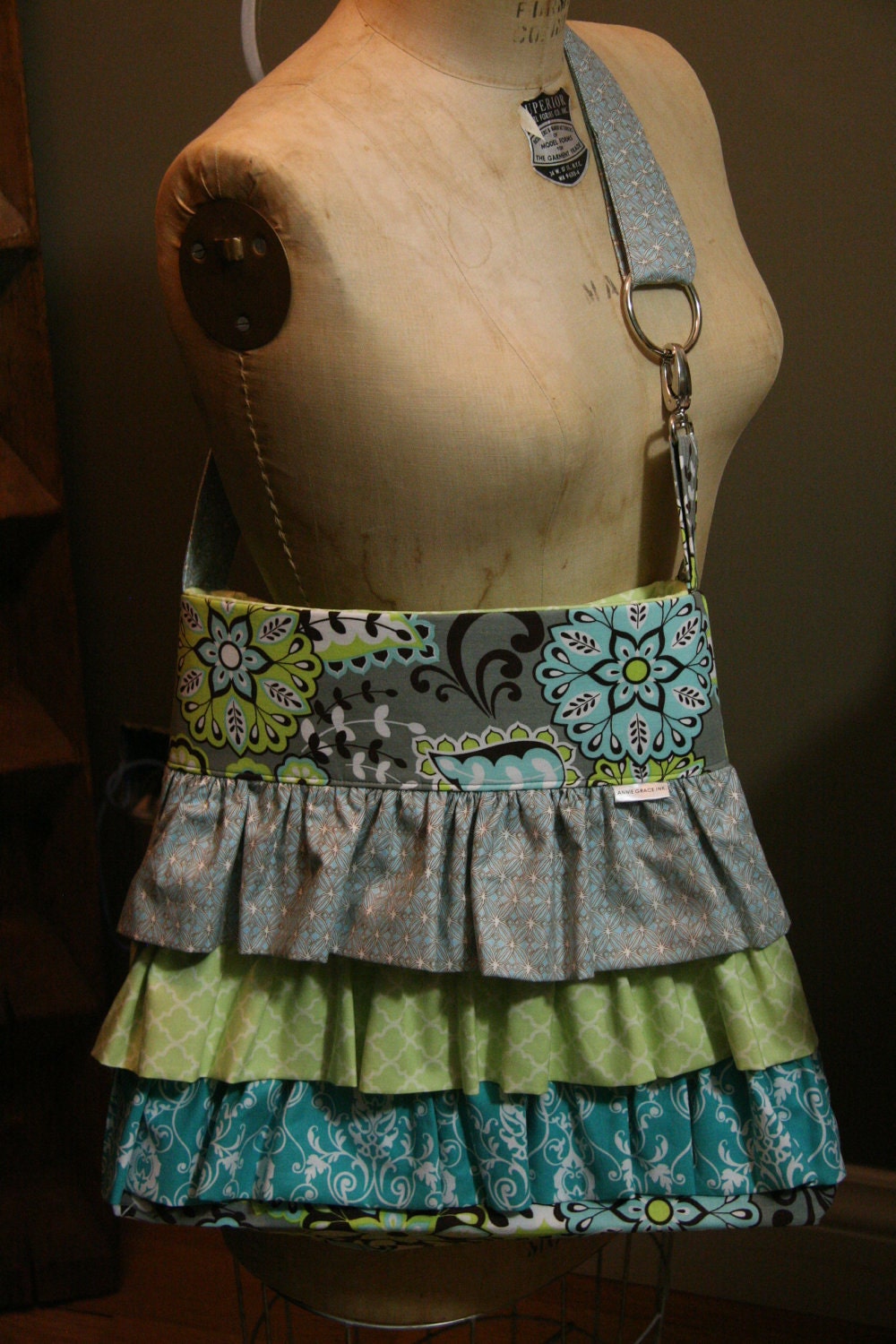 Ruffled Handbag /Cross Body Bag/ Diaper Bag/ Caitlynn Tote-Large