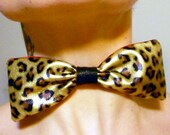 Leopard Print Pleather Bow Tie