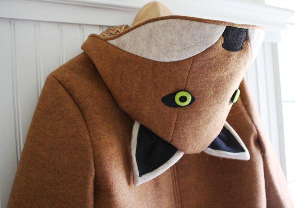 Adult Ladies Fox Coat in Sienna or Grey