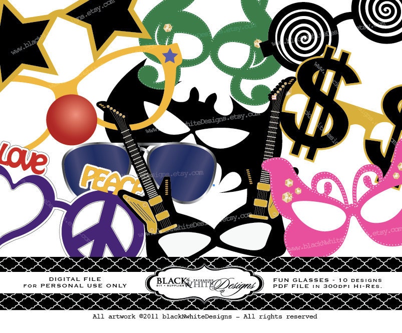 Instant PDF Download After Purchase - Fun glasses for all occasions - DIY Digital PDF - Photo booth props for kids and adults