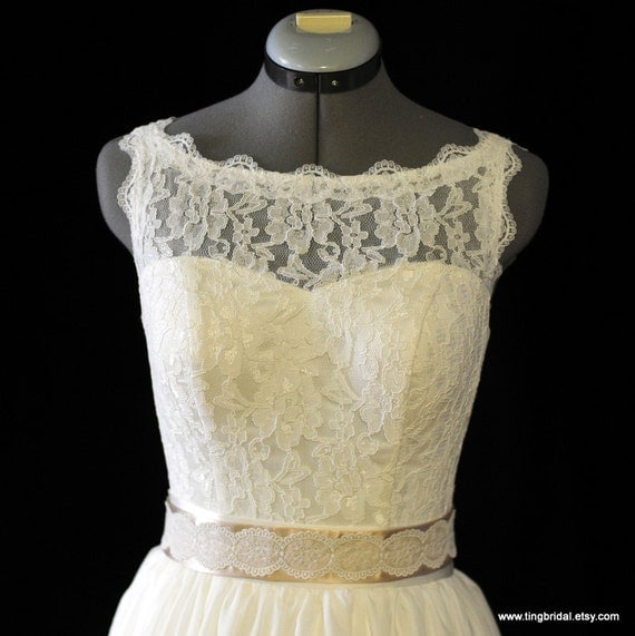 Rebecca---Sweetheart neckline with Boat neck Lace overlay---vintage inspired