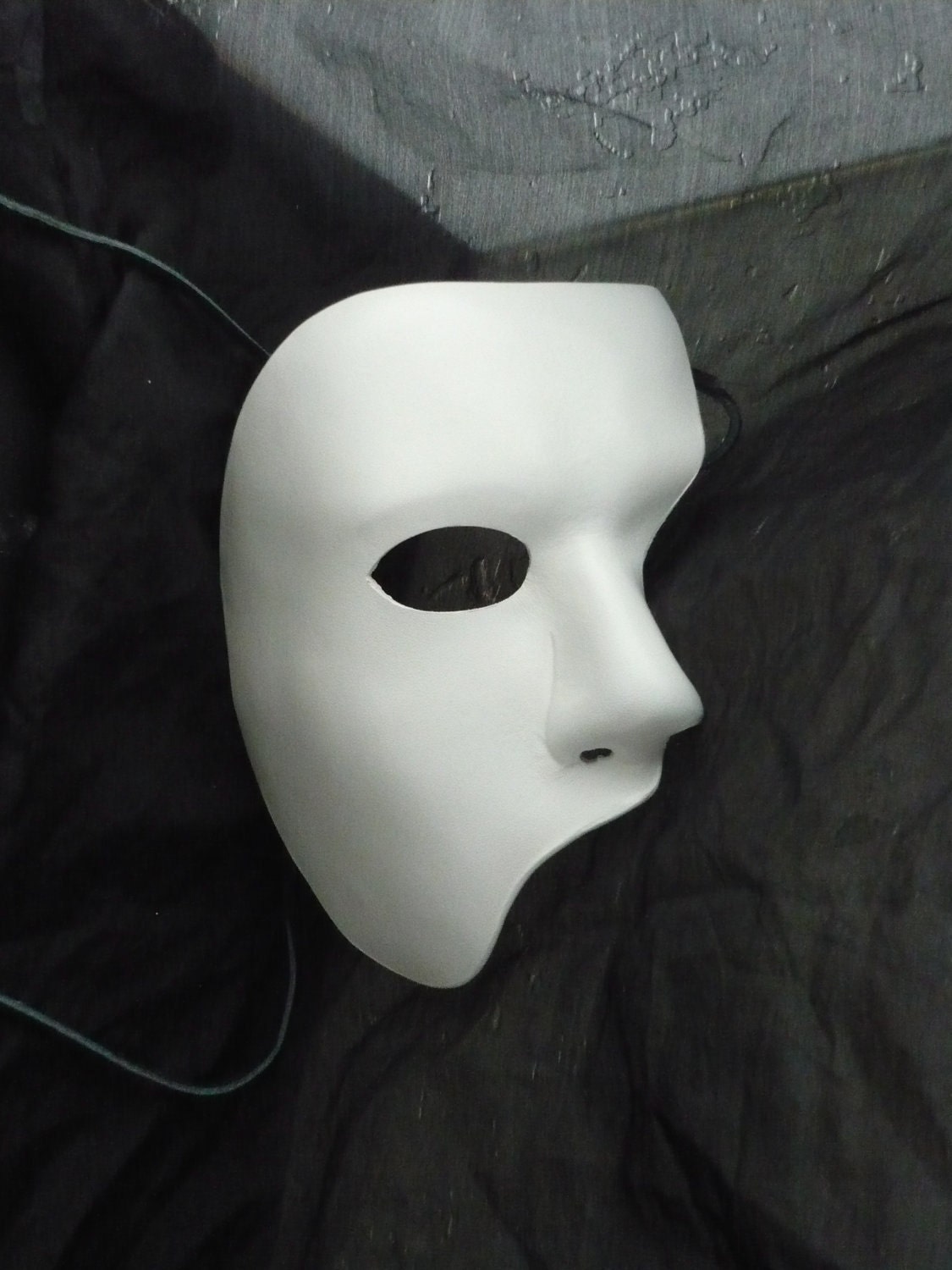 White Leather Mask Phantom of the Opera Stage Theatre Opera Half Face Courture Masquerade