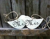 MR / MRS 7 x 5 Love Birds Chair Signs WEDDING Signs Hand Painted  Personalized with Initials and Date