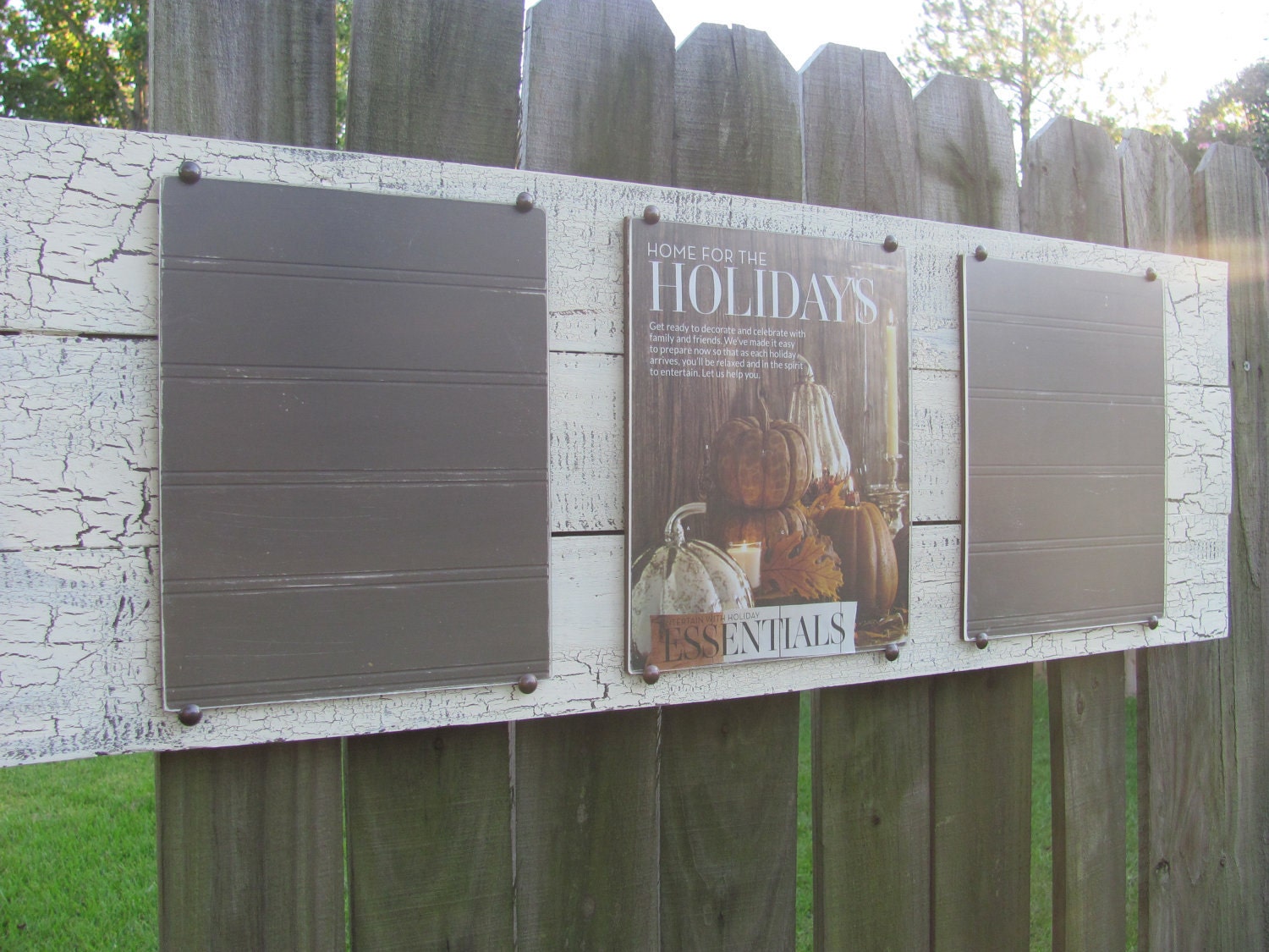Large Ivory Crackled Up Cycled Reclaimed Vintage Wood Plank Picture Frame - Three 8 x 10 Frames - Rustic - Home Decor