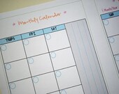 MONTHLY CALENDAR- half size planner PDF template tangerine