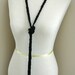 Long Beaded and Braded Necklace in Black