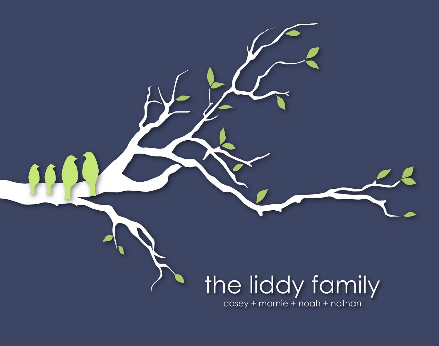Mother's Day Gift for Mom - Personalized Custom Love Bird Family Tree Branch - Housewarming/Anniversary/Wedding Gift- 11"x14"