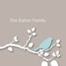 Personalized Custom Love Birds Family Tree - Bird on Branch - Set of three 5"x7"s (Pale Blue/Taupe)