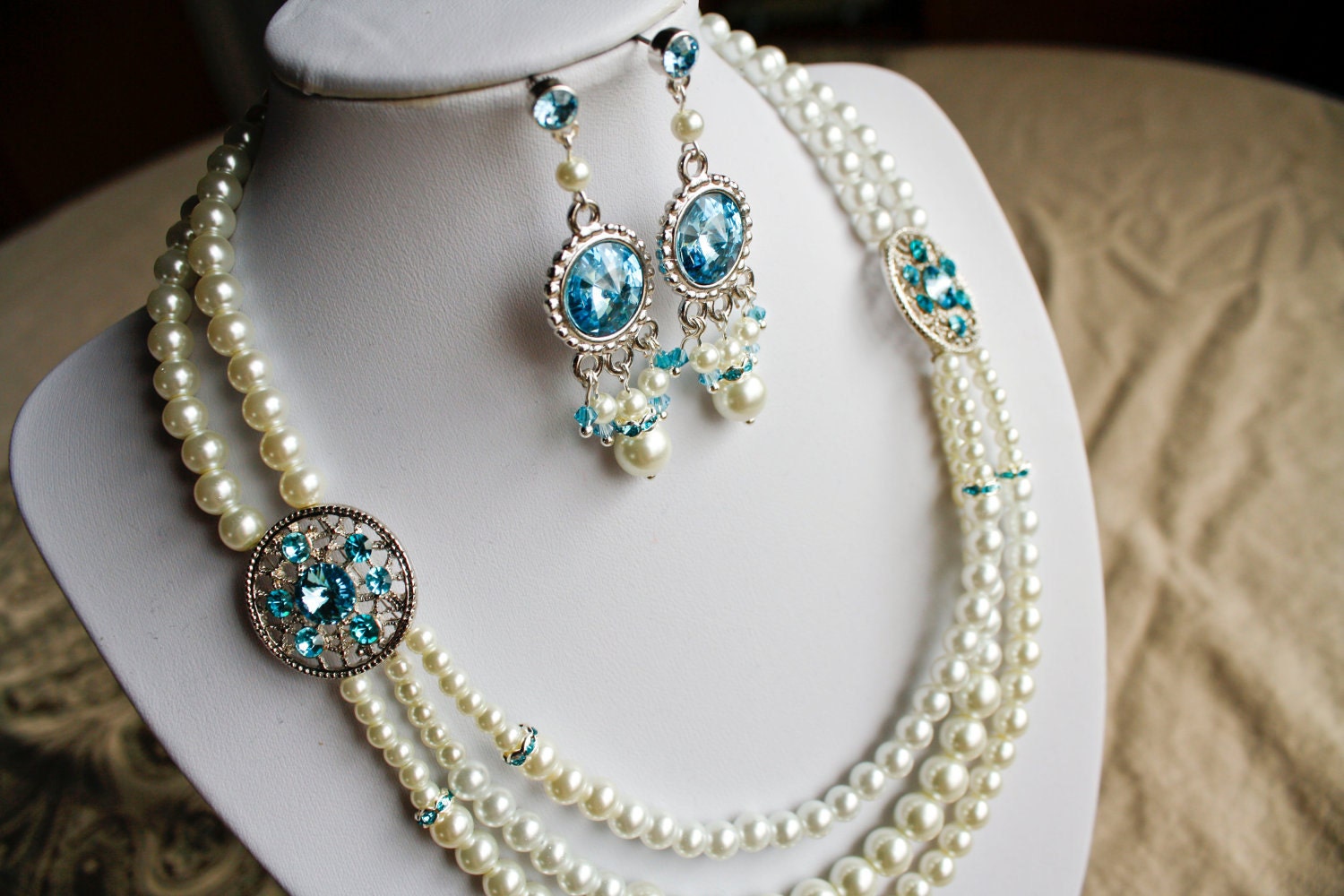 Custom Bridal Necklace - Special Occassion, Made to Order, Pearl, Crystal & Vintage