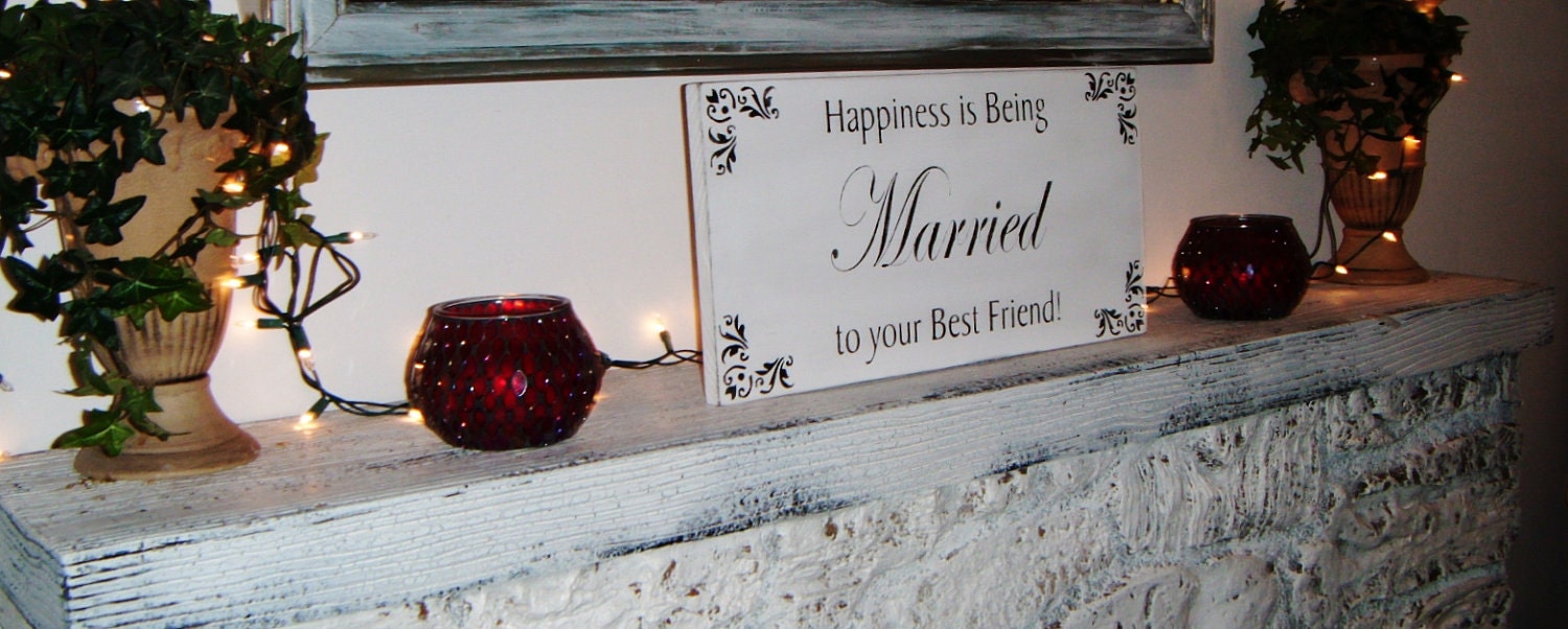 Elegant Black Tie Wedding Sign, "Happiness is Being Married to Your Best Friend" - could also be a personalized directional sign