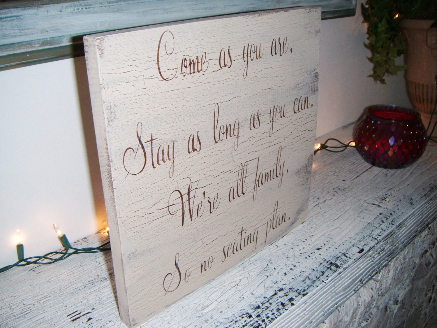 Wedding Signs Seating Plan, Seating Chart, READY TO SHIP - "Come as you are, Stay as long as you Can, We're all family, So no seating plan"