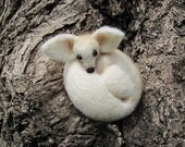 Fennec fox needle felted brooch