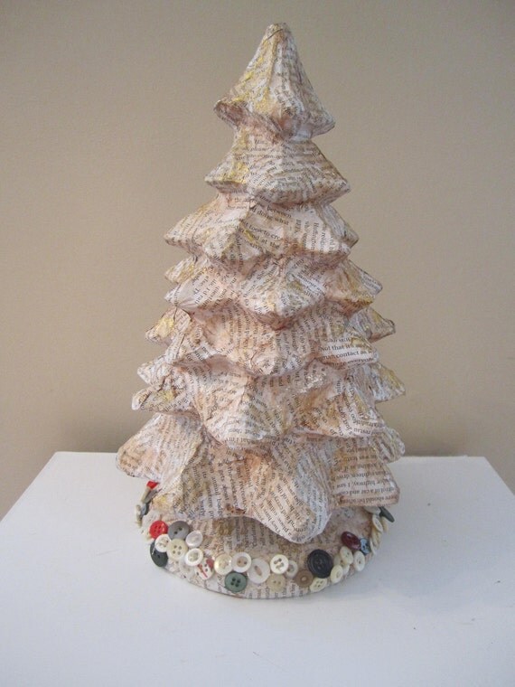 book page christmas tree shabby chic paper mache by book page christmas tree shabby chic paper mache by
