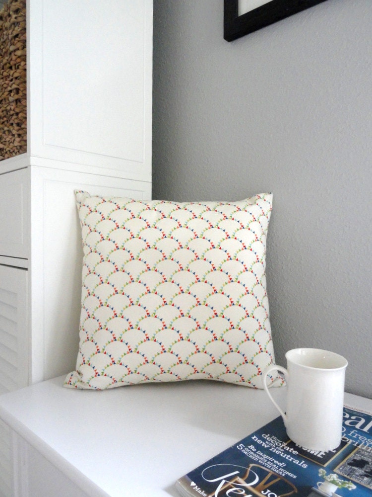 Decorative Designer Pillow Cover - Retro Style Bunting Flags - 16 inches - Nursery