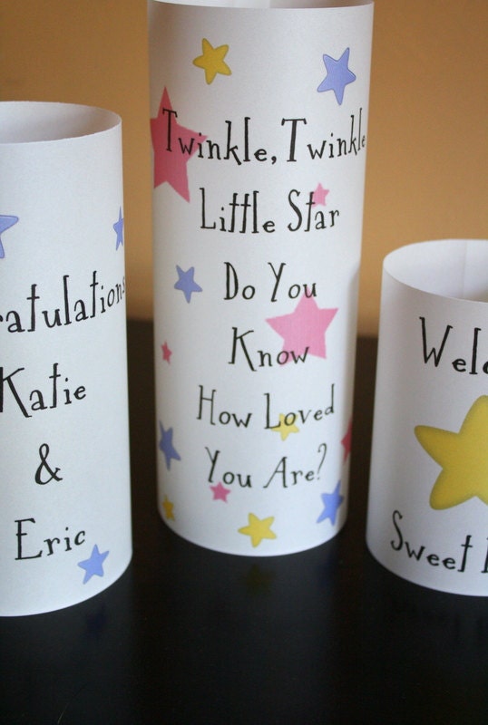 Baby Shower Centerpiece - Nursery Decoration - Luminaries - Twinkle Twinkle Little Star Design