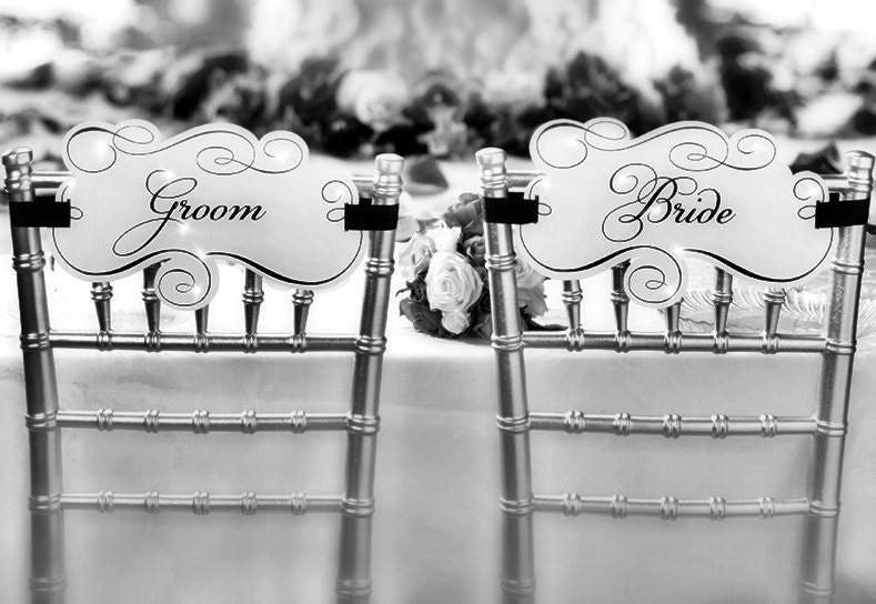 Wedding Chair Signs - Bride and Groom - Wedding Reception Decoration