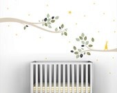 Follow the Little Rabbit Tree Branches Wall Decal - Neutral Colors - Tree Decal - Modern Kids Room