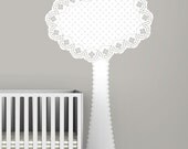 Kids wall decal white tree for classic modern chic baby nursery eyelet embroidered fabric inspired - Black Label Eyelet Tree