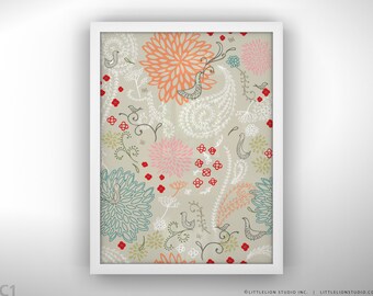 Children wall art birds floral garden print wall decor - Unframed 11 3/4 x 15 3/4" - Flower Scent