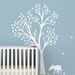 Monochromatic Fawn Tree Wall Decal - White Tree Decal - Classic Baby Room Decor