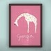 Baby nursery decor print safari theme wall art custom name new baby gift art print - Unframed 11 3/4 x 15 3/4" - Queen Giraffe