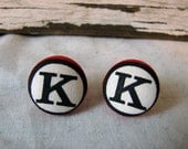 typewriter button earrings choose your own letter handmade designs and vintage treasures by studio346