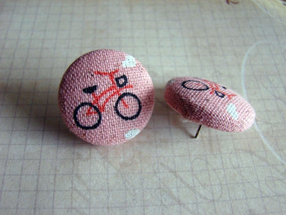 pink bike earrings handmade vintage designs and vintage treasures by studio346